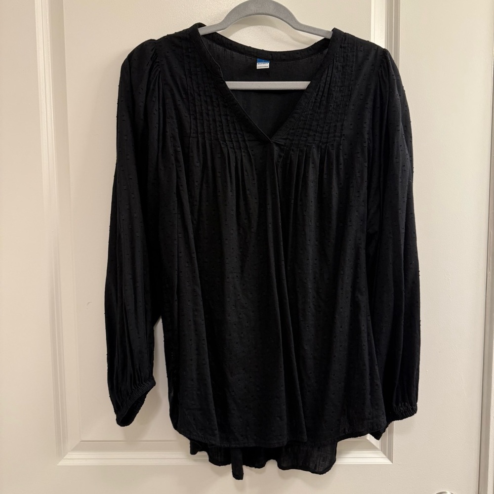Old Navy Women's Plum Exaggerated Balloon Sleeve Large Peasant Top V Neck